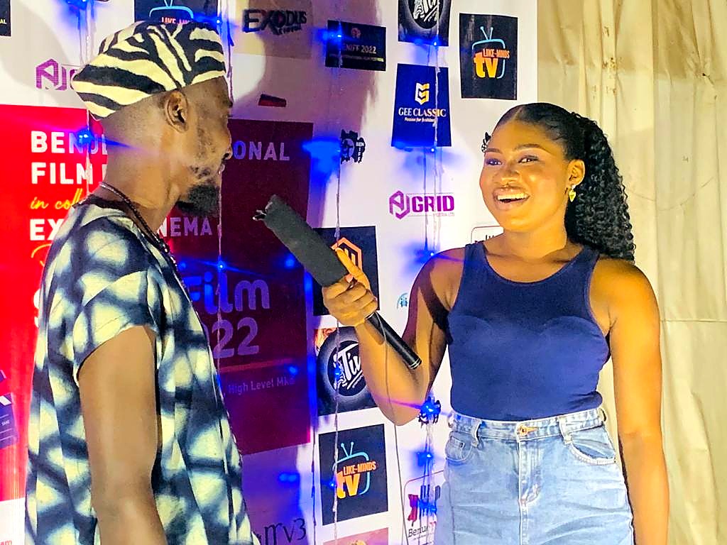A guest being interviewed at the Benue Short Films Gala 2022