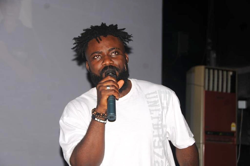 A speaker addressing the audience at the Benue Short Films Gala